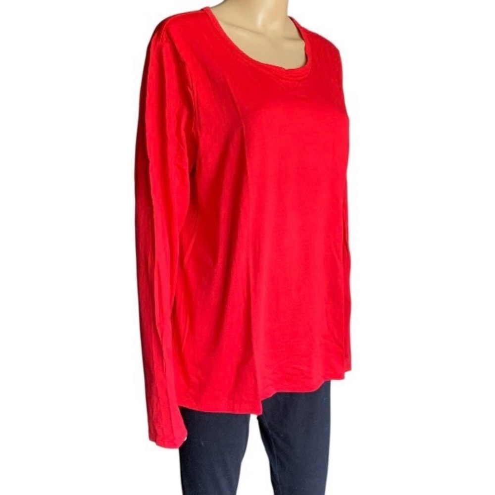 LANDSEND Women’s Tall Cotton Blend Lightweight Long Sleeve High Scoop Neck Tee - Picture 3 of 3